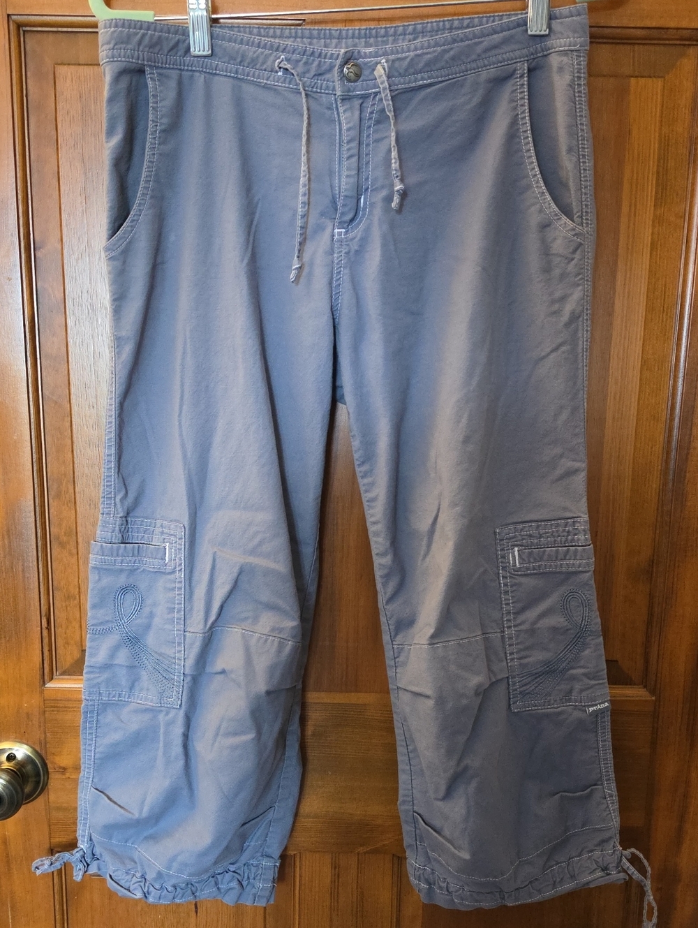prAna Breathe Cropped Capri Cargo Pants Steel Blue Women's Size M EXCELLENT